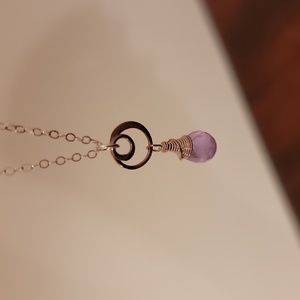 Soasa Design Silver Necklace 16 inch with Purple Stone